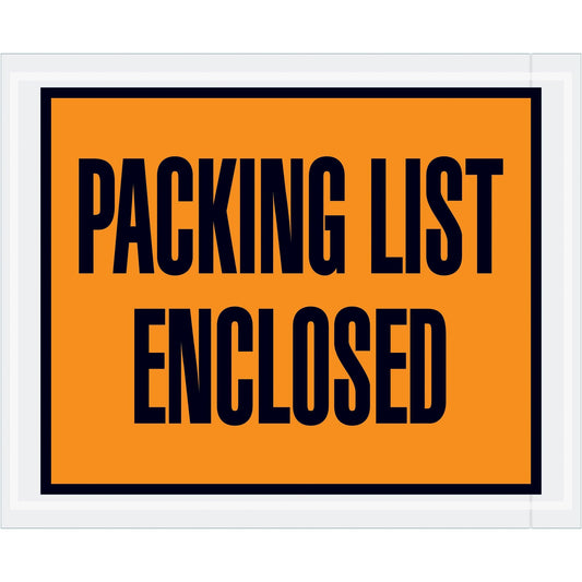 4 1/2 x 5 1/2" Orange "Packing List Enclosed" Envelopes - PL10