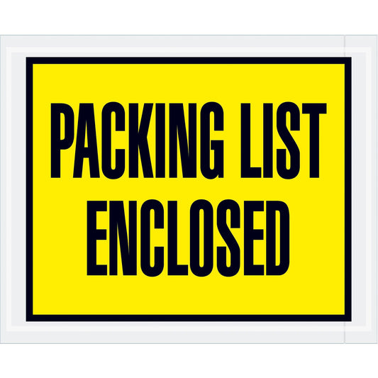 4 1/2 x 5 1/2" Yellow "Packing List Enclosed" Envelopes - PL401