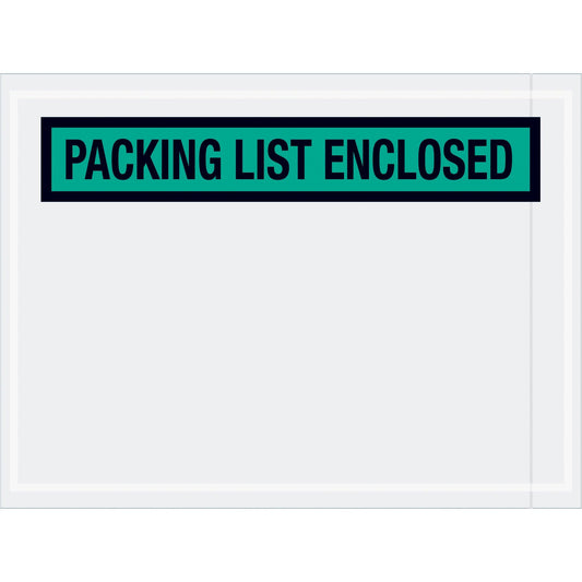 4 1/2 x 6" Green "Packing List Enclosed" Envelopes - PL489