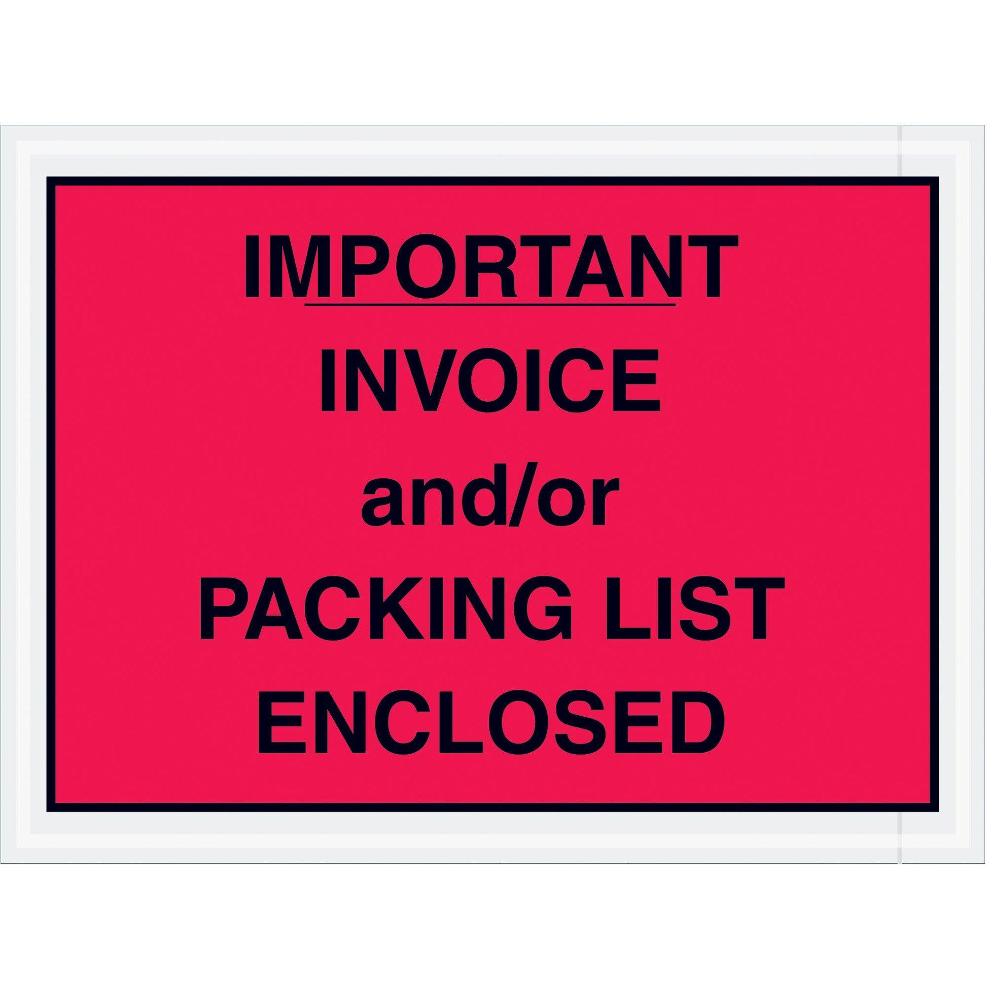 4 1/2 x 6" Red "Important Invoice and/or Packing List Enclosed" Envelopes - PL418