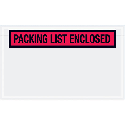 4 1/2 x 7 1/2" Red "Packing List Enclosed" Envelopes - PL461