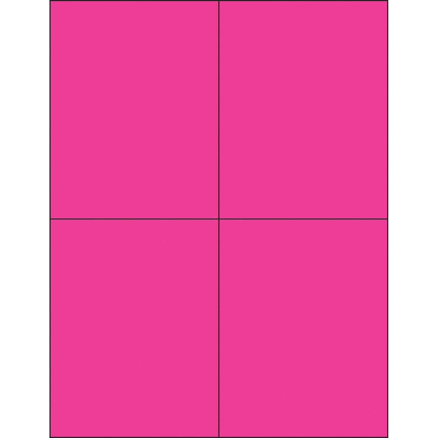 4 1/4 x 5 1/2" Fluorescent Pink Rectangle Laser Labels - LL183PK