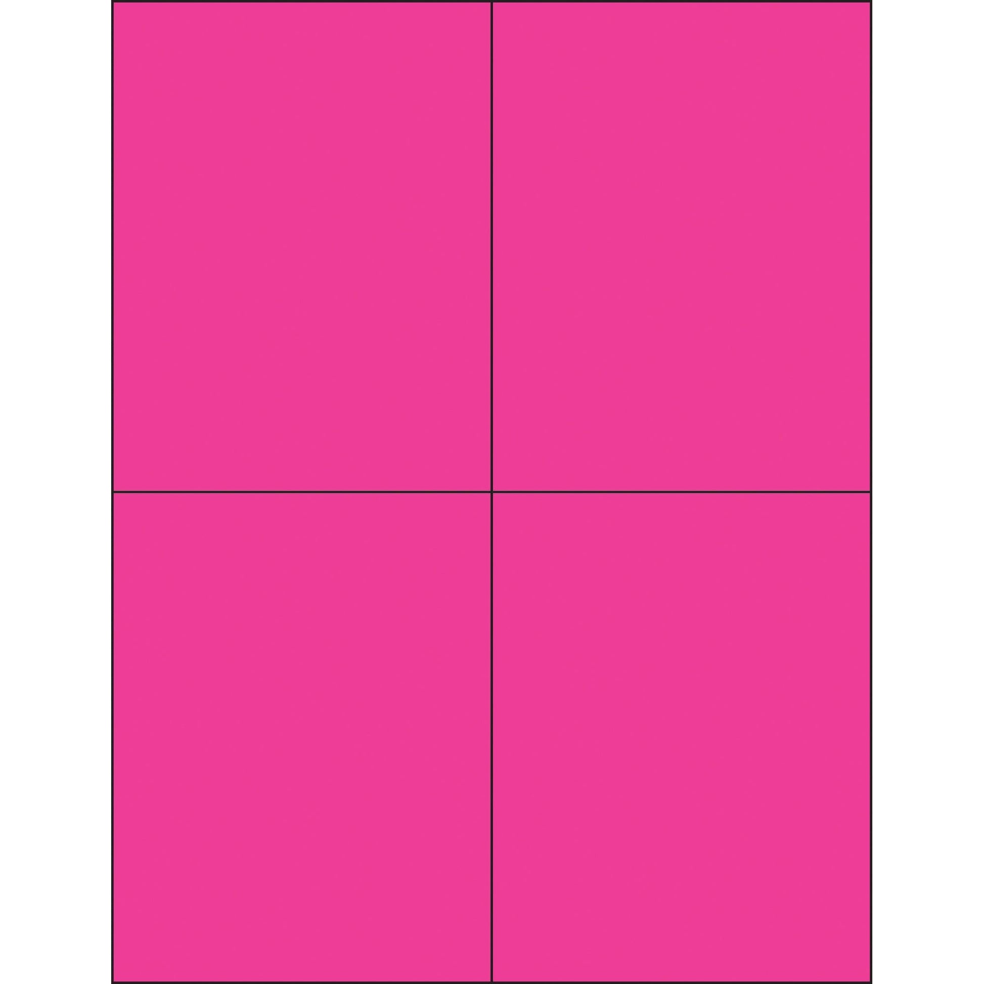 4 1/4 x 5 1/2" Fluorescent Pink Rectangle Laser Labels - LL183PK