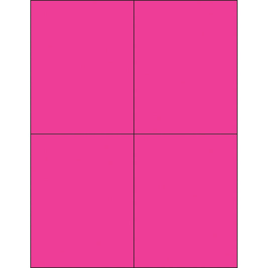 4 1/4 x 5 1/2" Fluorescent Pink Rectangle Laser Labels - LL183PK