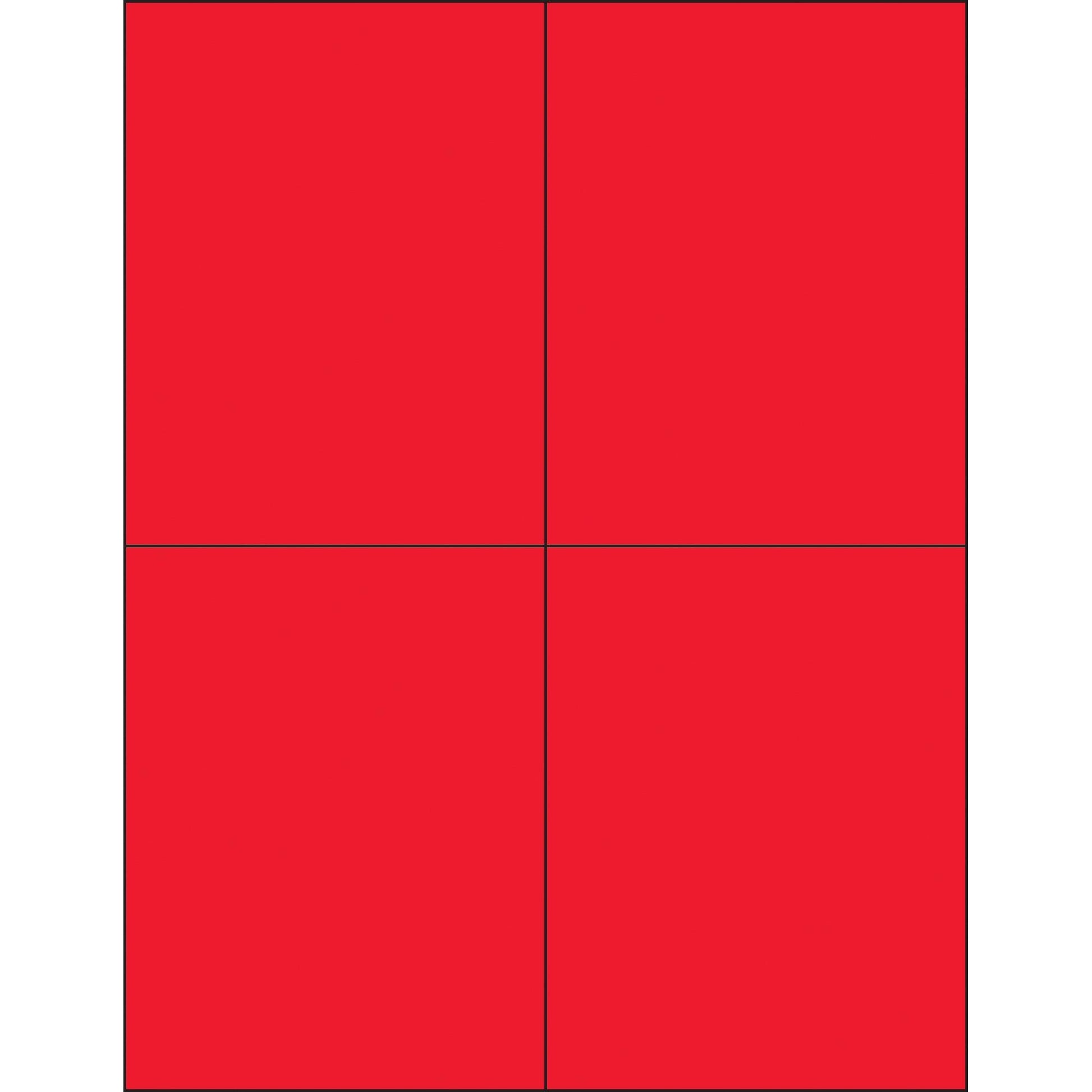 4 1/4 x 5 1/2" Fluorescent Red Rectangle Laser Labels - LL183RD