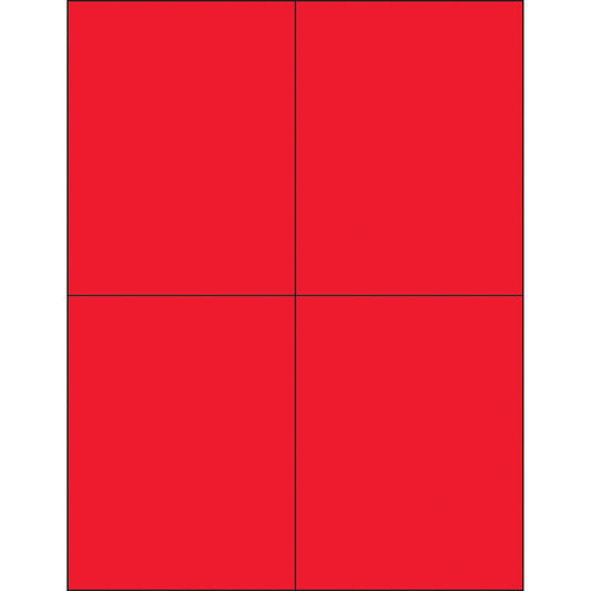 4 1/4 x 5 1/2" Fluorescent Red Rectangle Laser Labels - LL183RD