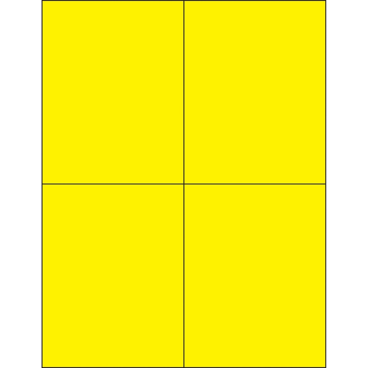 4 1/4 x 5 1/2" Fluorescent Yellow Rectangle Laser Labels - LL183YE