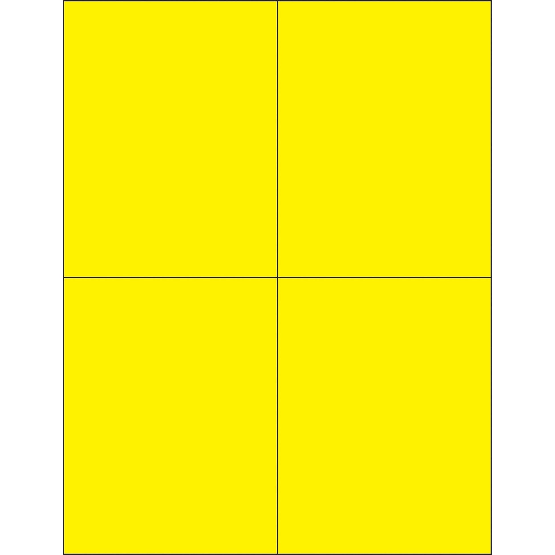 4 1/4 x 5 1/2" Fluorescent Yellow Rectangle Laser Labels - LL183YE