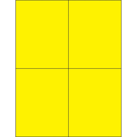 4 1/4 x 5 1/2" Fluorescent Yellow Rectangle Laser Labels - LL183YE