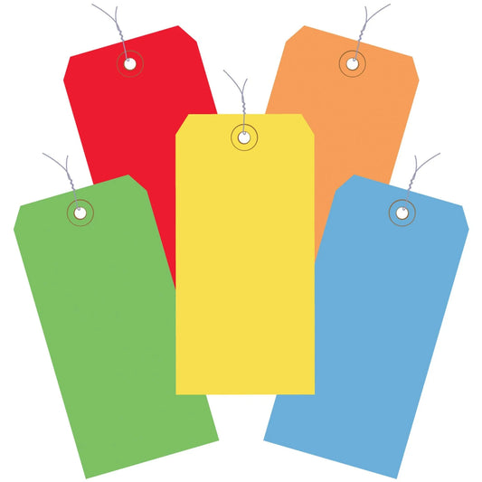 4 3/4 x 2 3/8" Assorted Color 13 Pt. Shipping Tags - Pre-Wired - G20003 Box Packaging Partner