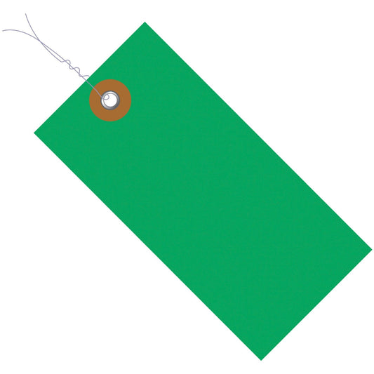 4 3/4 x 2 3/8" Green Tyvek® Shipping Tags - Pre-Wired - G14053C