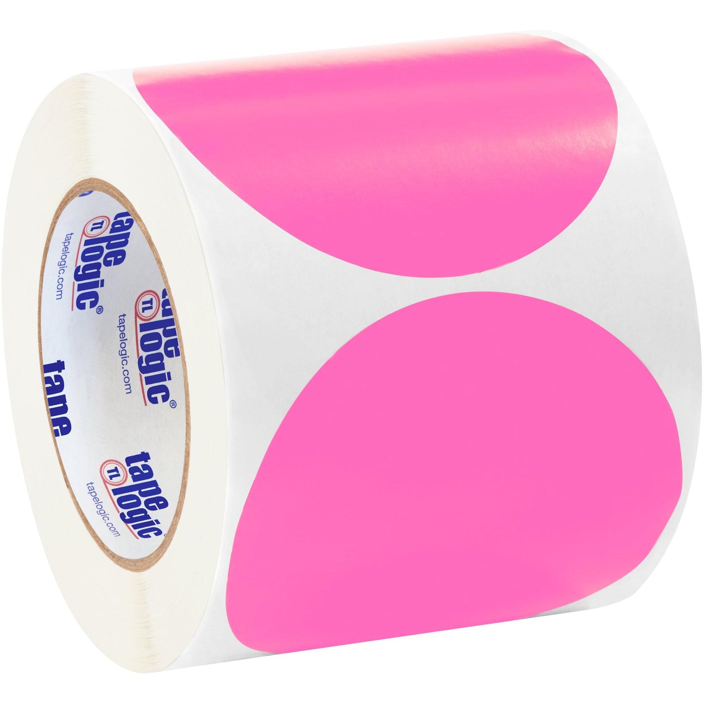 4" Fluorescent Pink Inventory Circle Labels - DL615K