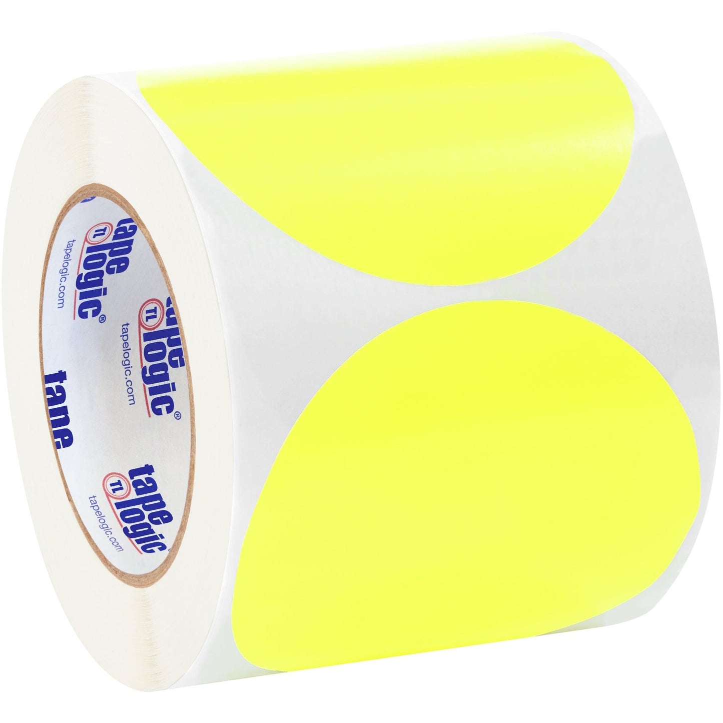 4" Fluorescent Yellow Inventory Circle Labels - DL615L