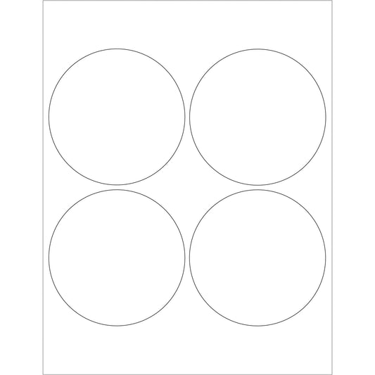 4" Glossy White Circle Laser Labels - LL305