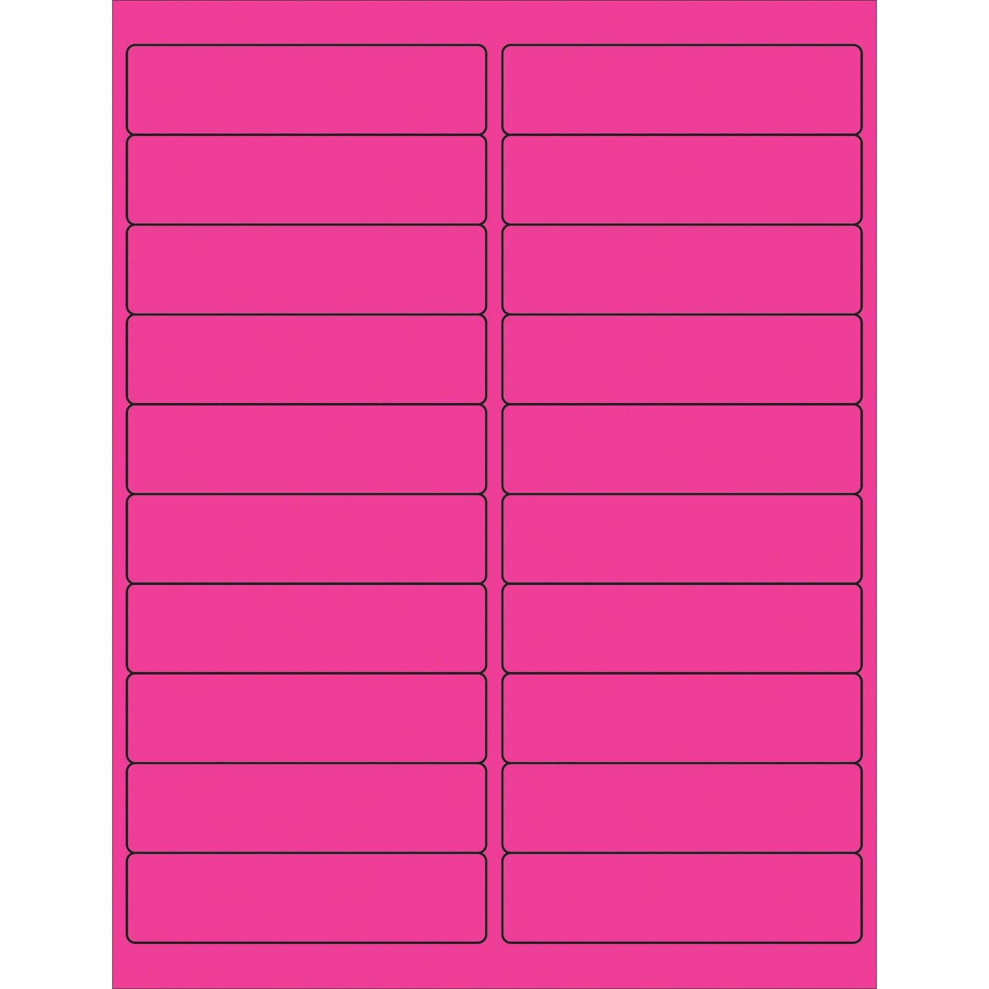 4 x 1" Fluorescent Pink Rectangle Laser Labels - LL177PK