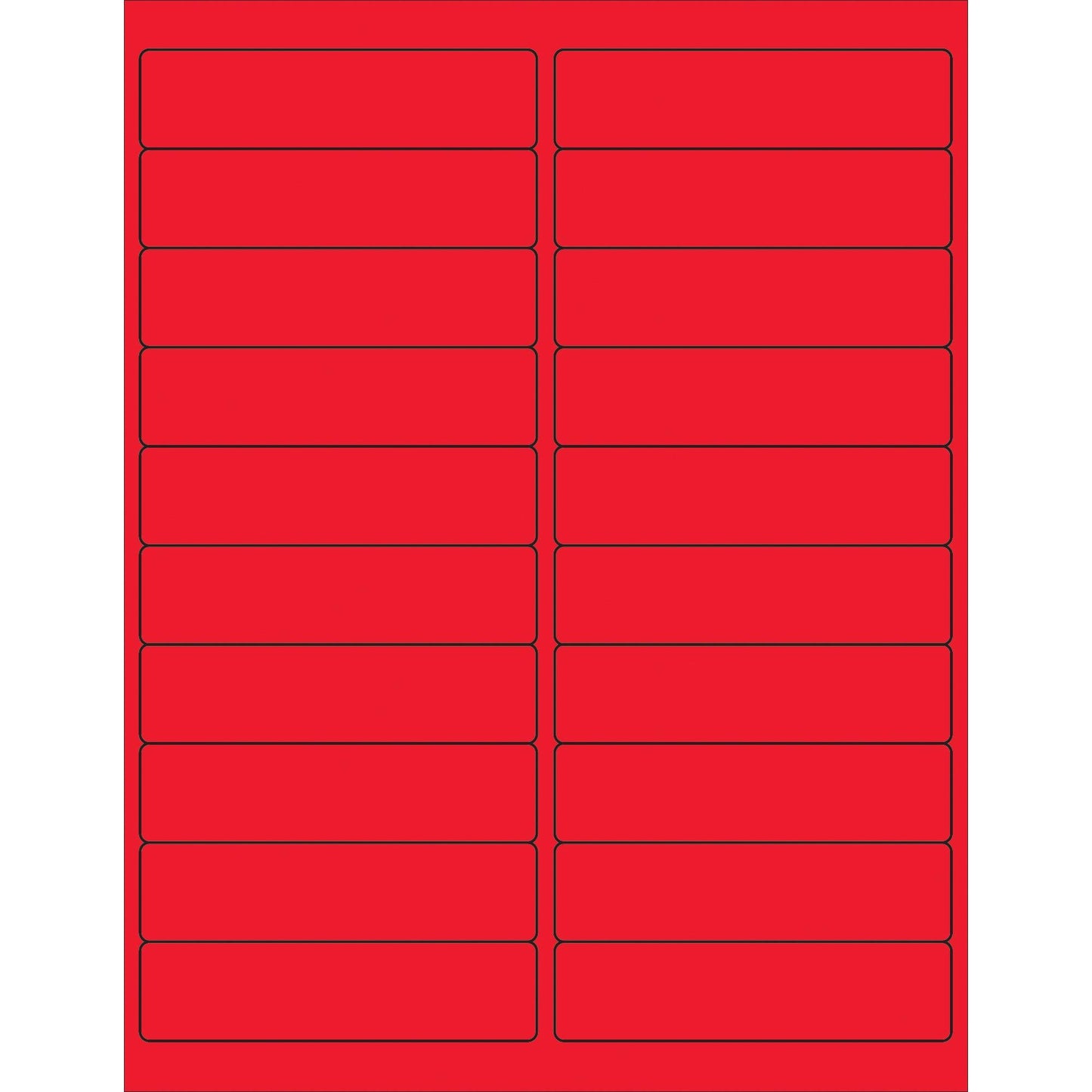 4 x 1" Fluorescent Red Rectangle Laser Labels - LL177RD