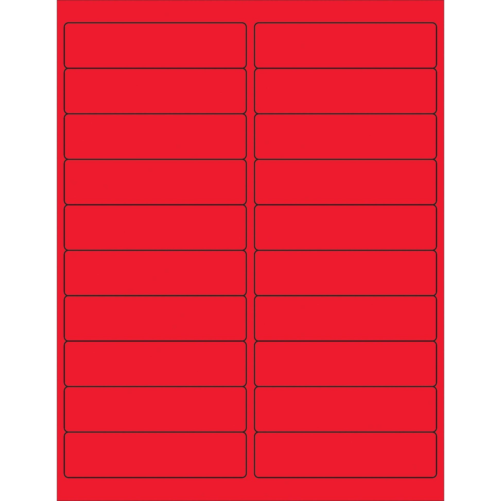 4 x 1" Fluorescent Red Rectangle Laser Labels - LL177RD