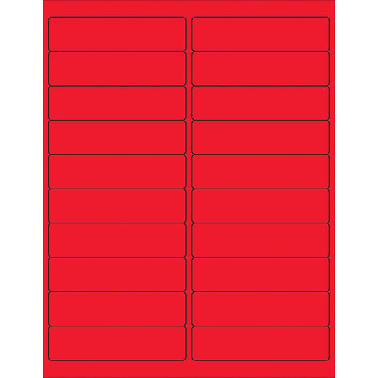 4 x 1" Fluorescent Red Rectangle Laser Labels - LL177RD