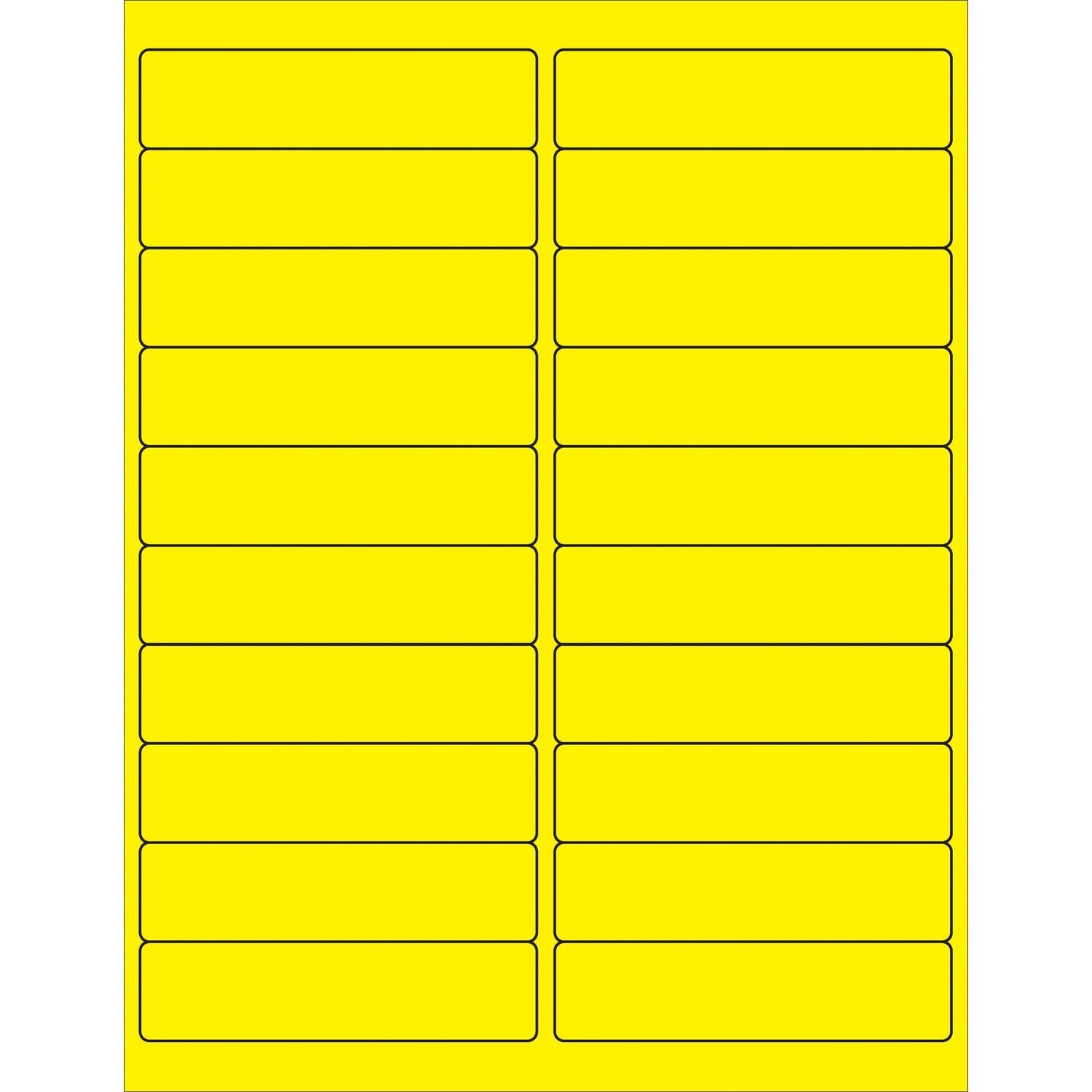 4 x 1" Fluorescent Yellow Rectangle Laser Labels - LL177YE