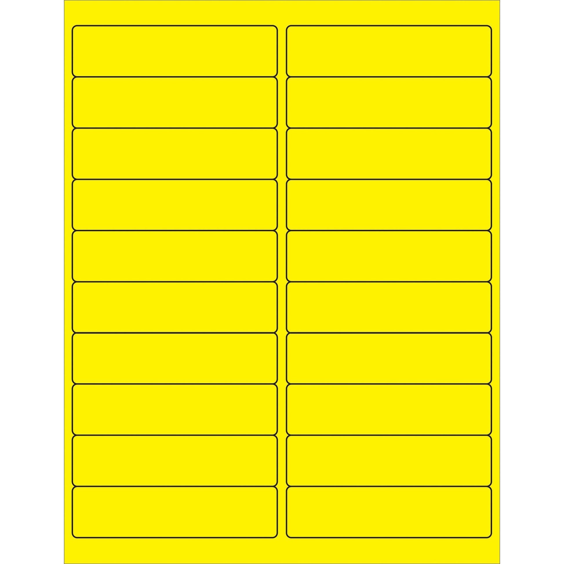 4 x 1" Fluorescent Yellow Rectangle Laser Labels - LL177YE