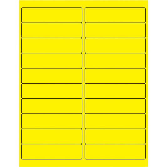 4 x 1" Fluorescent Yellow Rectangle Laser Labels - LL177YE