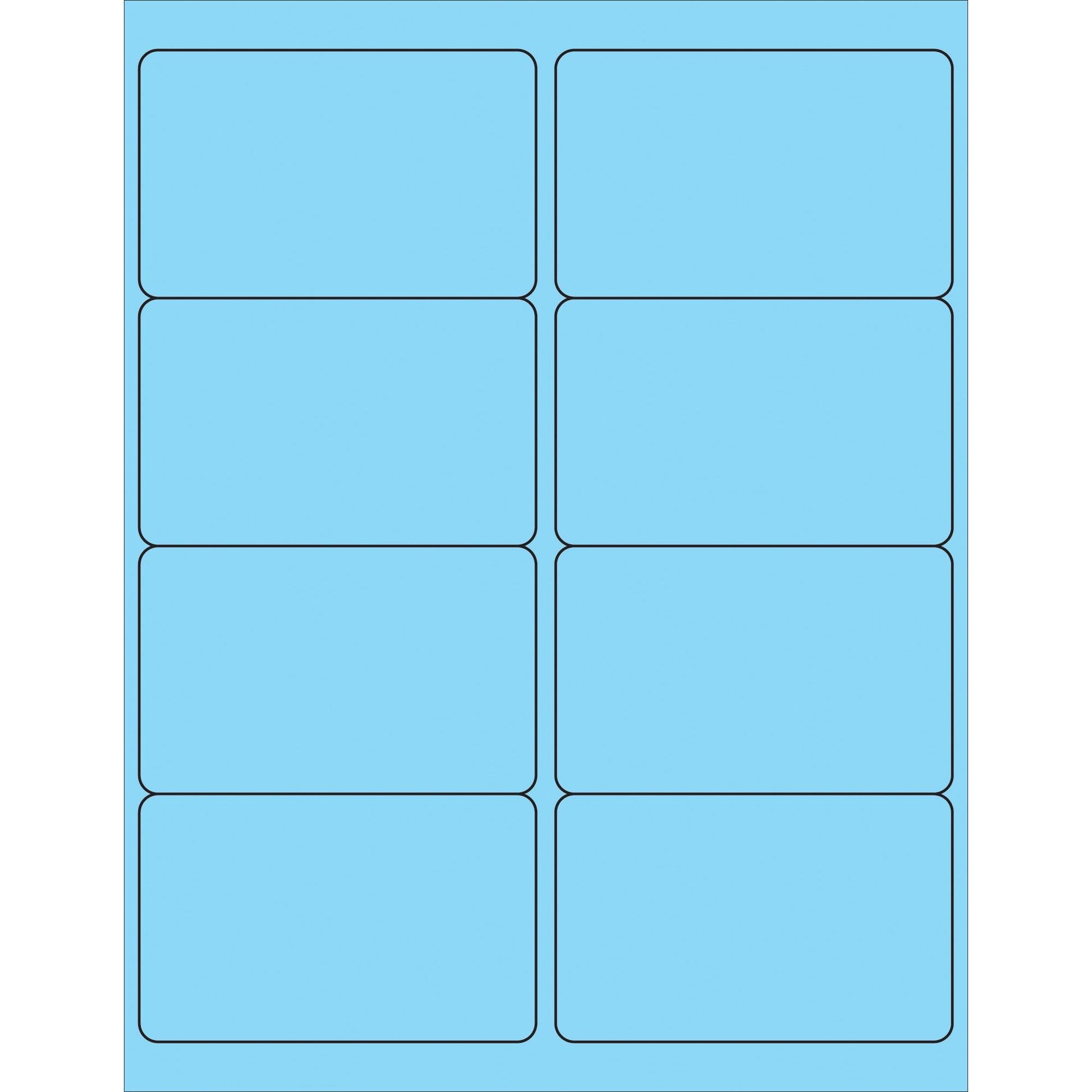 4 x 2 1/2" Fluorescent Pastel Blue Rectangle Laser Labels - LL179BE