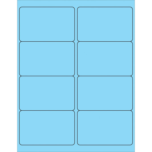 4 x 2 1/2" Fluorescent Pastel Blue Rectangle Laser Labels - LL179BE