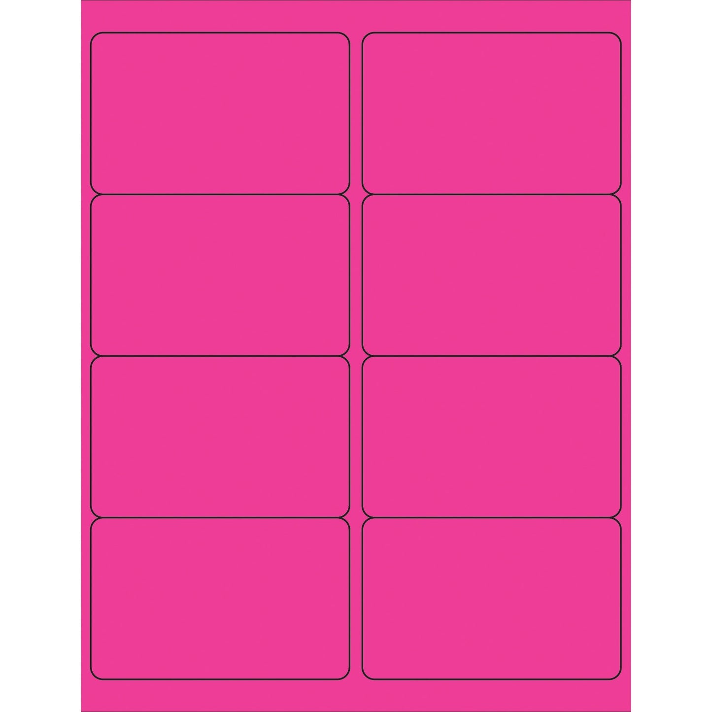 4 x 2 1/2" Fluorescent Pink Rectangle Laser Labels - LL179PK