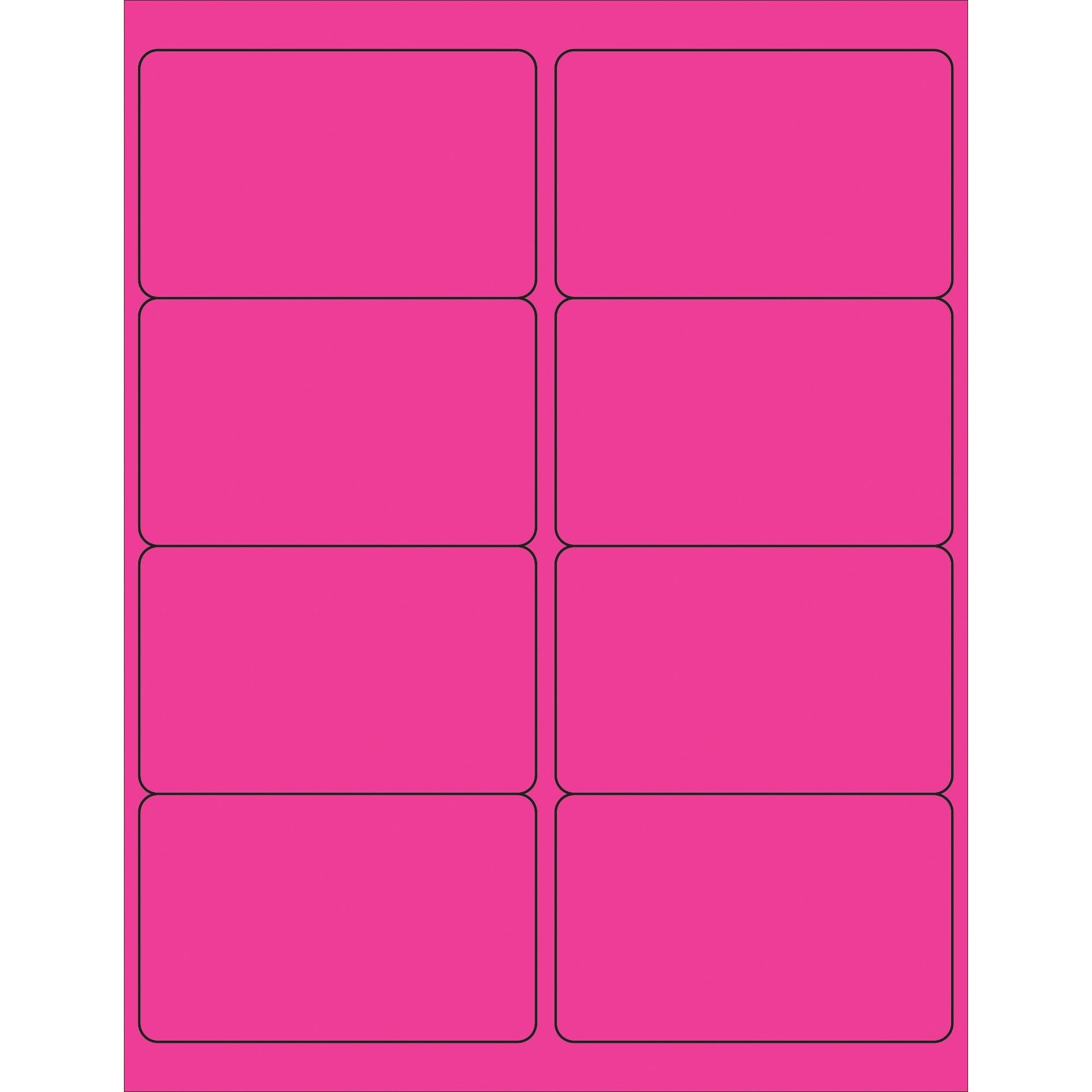 4 x 2 1/2" Fluorescent Pink Rectangle Laser Labels - LL179PK