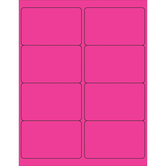 4 x 2 1/2" Fluorescent Pink Rectangle Laser Labels - LL179PK