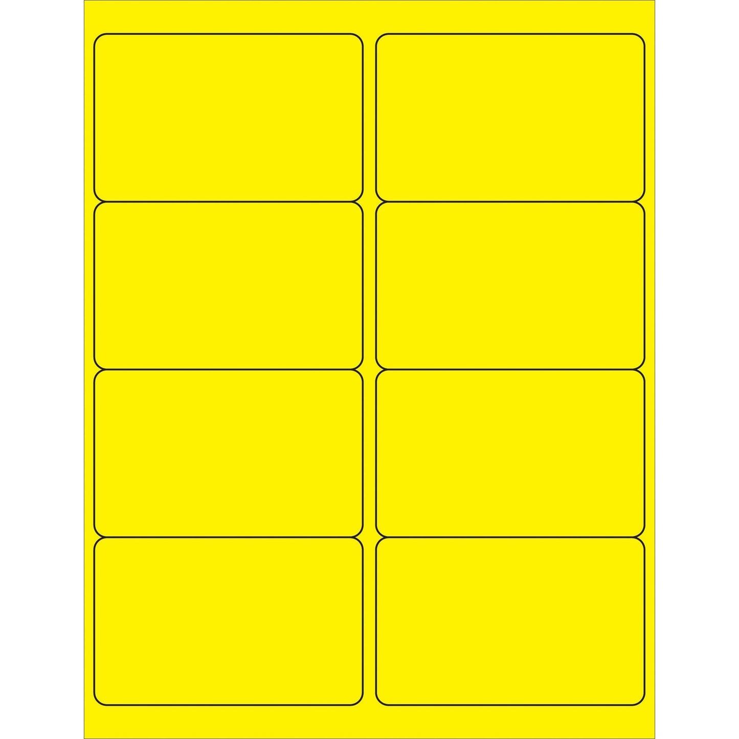 4 x 2 1/2" Fluorescent Yellow Rectangle Laser Labels - LL179YE