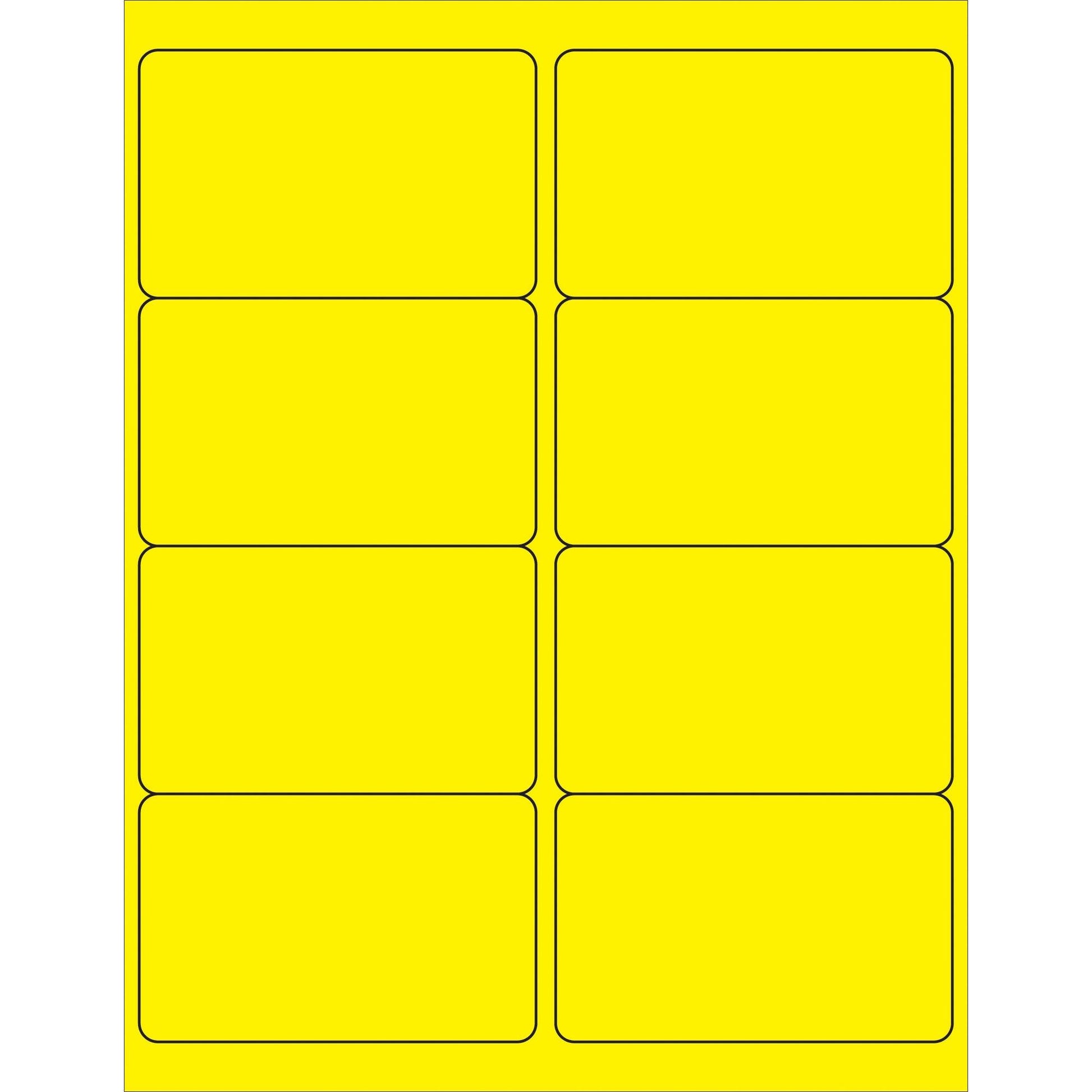 4 x 2 1/2" Fluorescent Yellow Rectangle Laser Labels - LL179YE