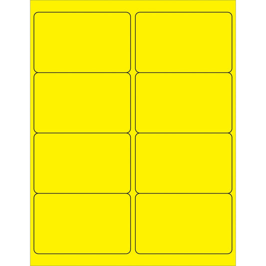 4 x 2 1/2" Fluorescent Yellow Rectangle Laser Labels - LL179YE