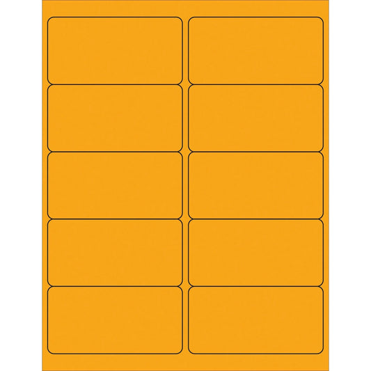 4 x 2" Fluorescent Orange Removable Rectangle Laser Labels - LL410OR Box Packaging Partner