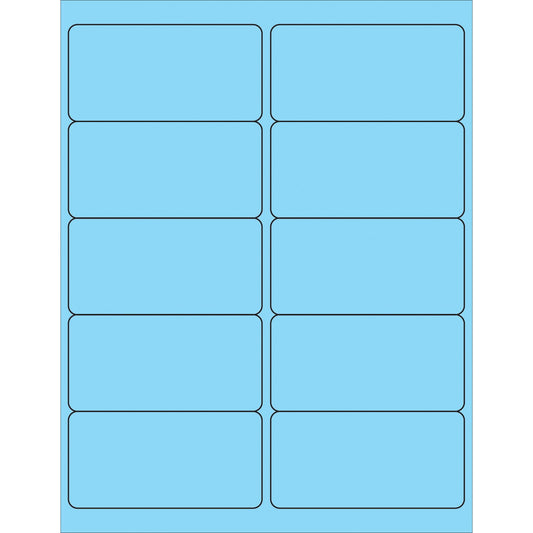 4 x 2" Fluorescent Pastel Blue Rectangle Laser Labels - LL178BE