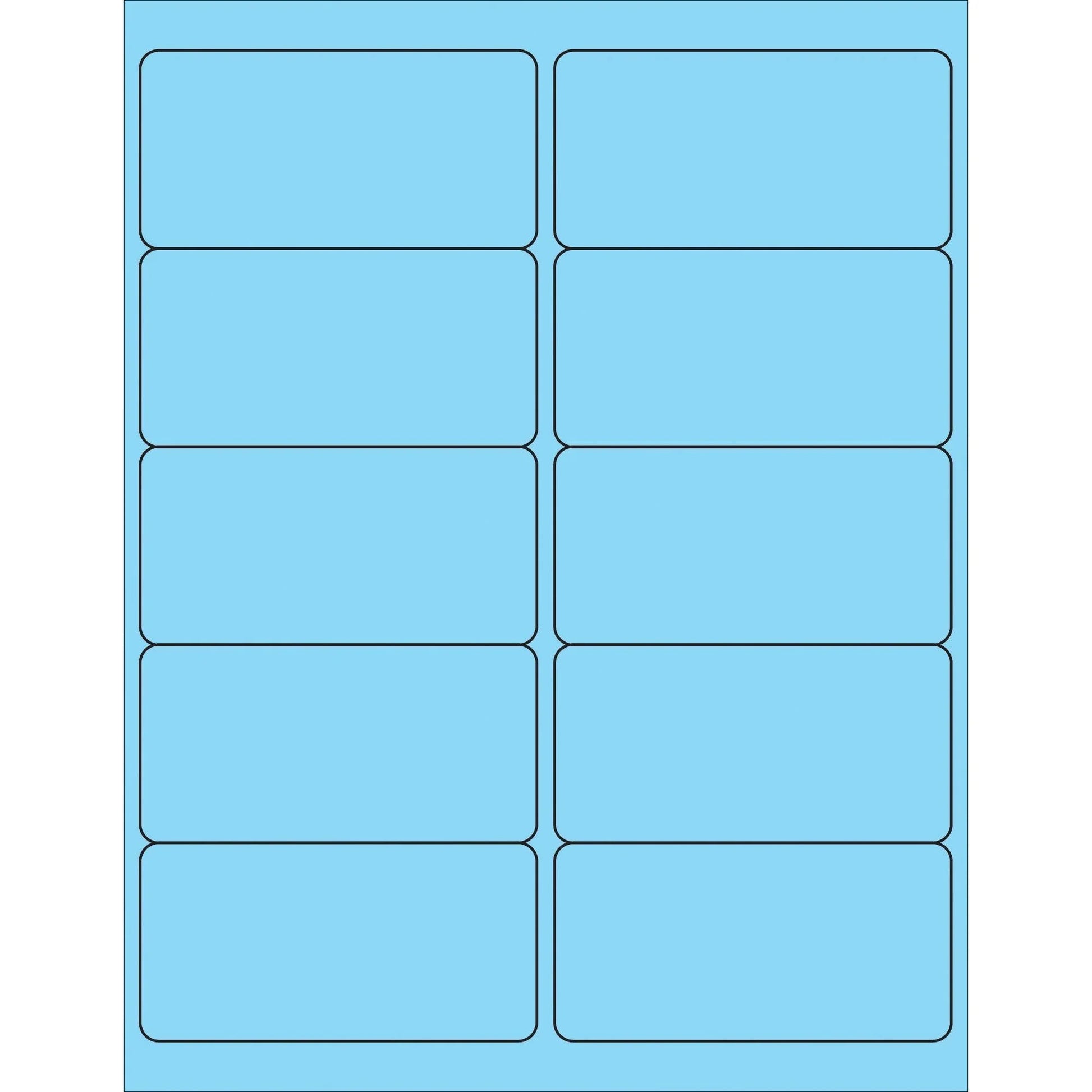 4 x 2" Fluorescent Pastel Blue Removable Rectangle Laser Labels - LL410BE Box Packaging Partner