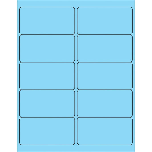 4 x 2" Fluorescent Pastel Blue Removable Rectangle Laser Labels - LL410BE Box Packaging Partner