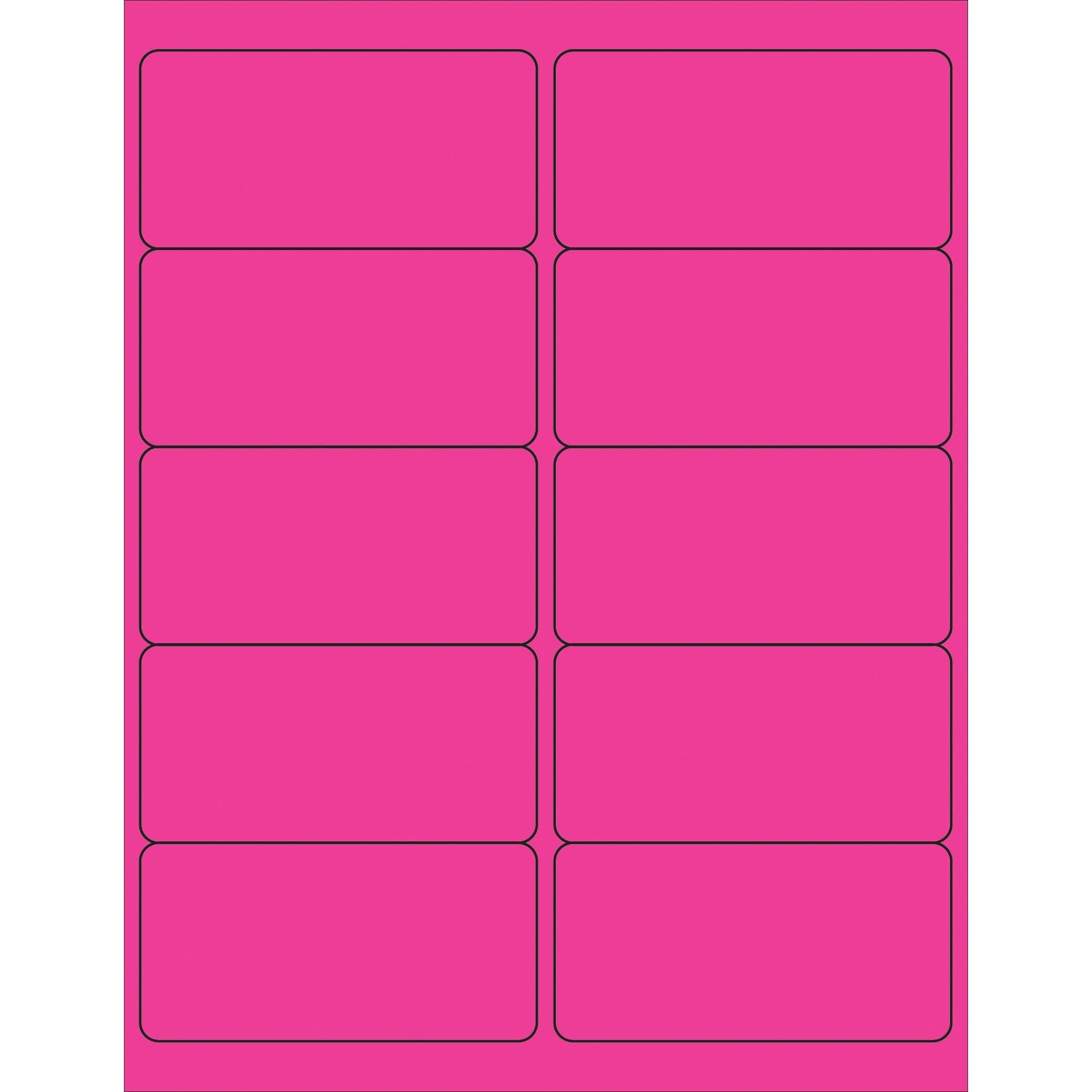 4 x 2" Fluorescent Pink Rectangle Laser Labels - LL178PK