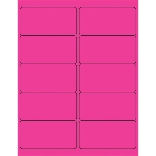 4 x 2" Fluorescent Pink Rectangle Laser Labels - LL178PK