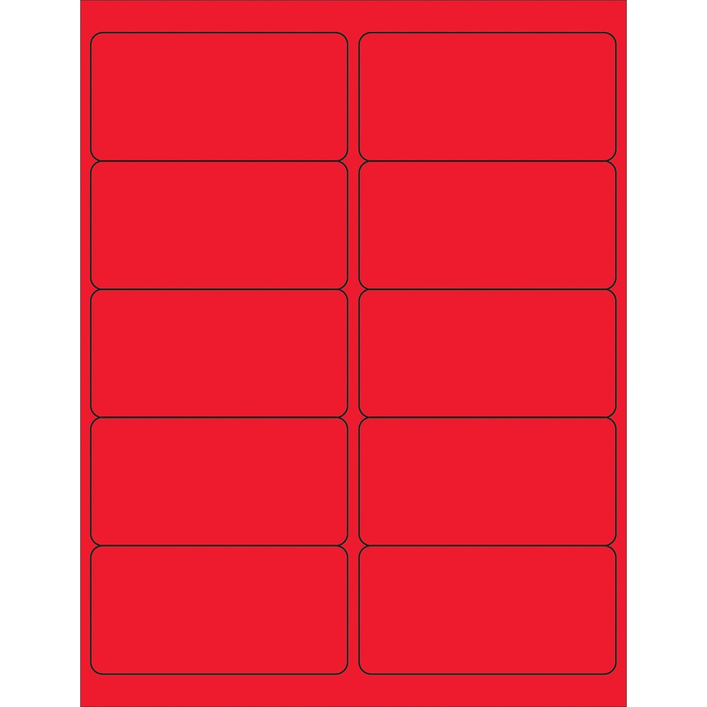 4 x 2" Fluorescent Red Rectangle Laser Labels - LL178RD