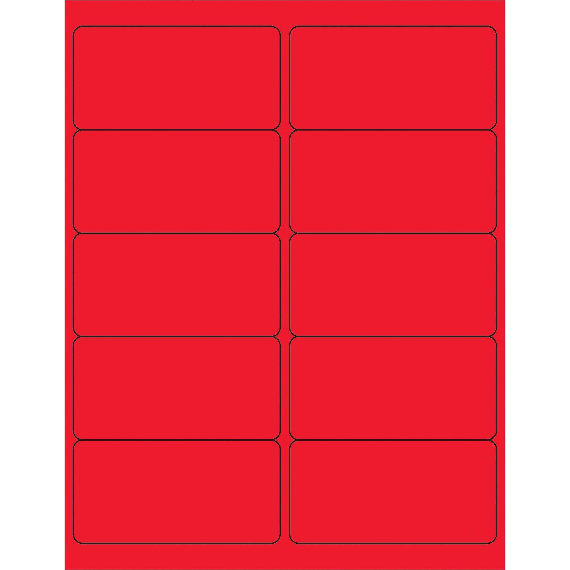 4 x 2" Fluorescent Red Rectangle Laser Labels - LL178RD