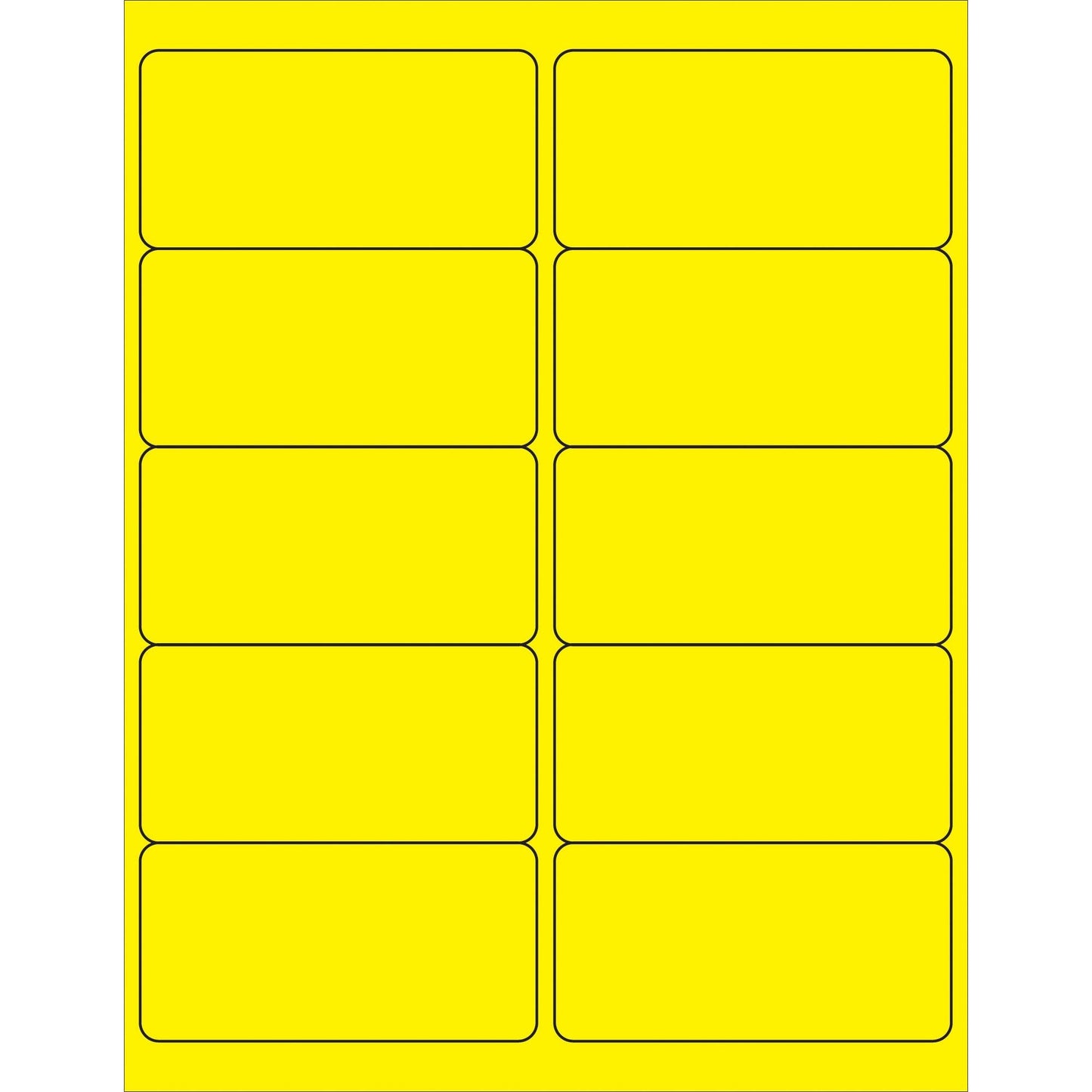 4 x 2" Fluorescent Yellow Rectangle Laser Labels - LL178YE