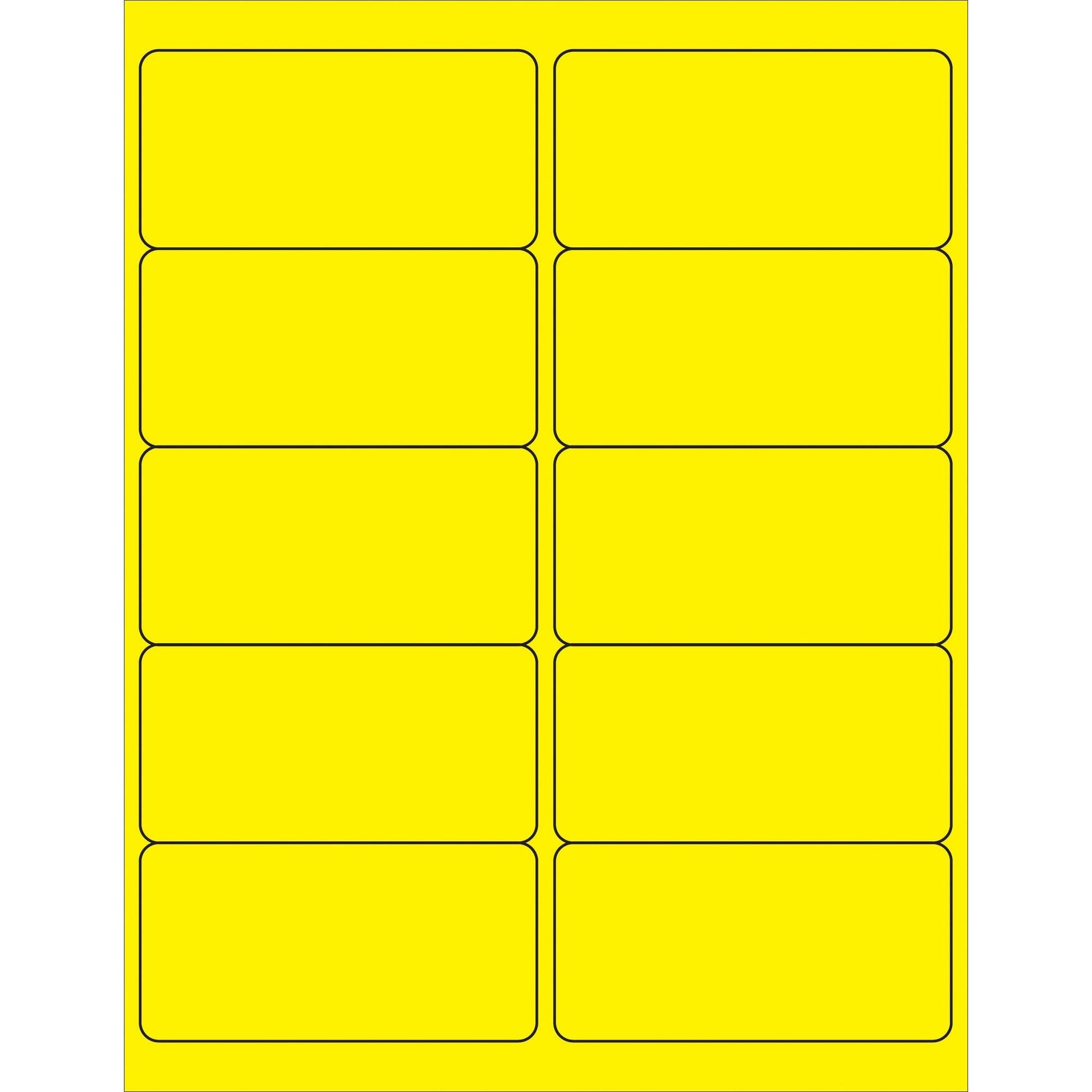 4 x 2" Fluorescent Yellow Rectangle Laser Labels - LL178YE