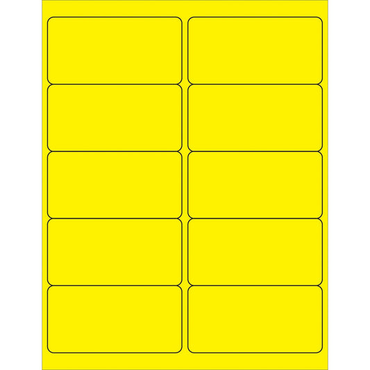 4 x 2" Fluorescent Yellow Rectangle Laser Labels - LL178YE