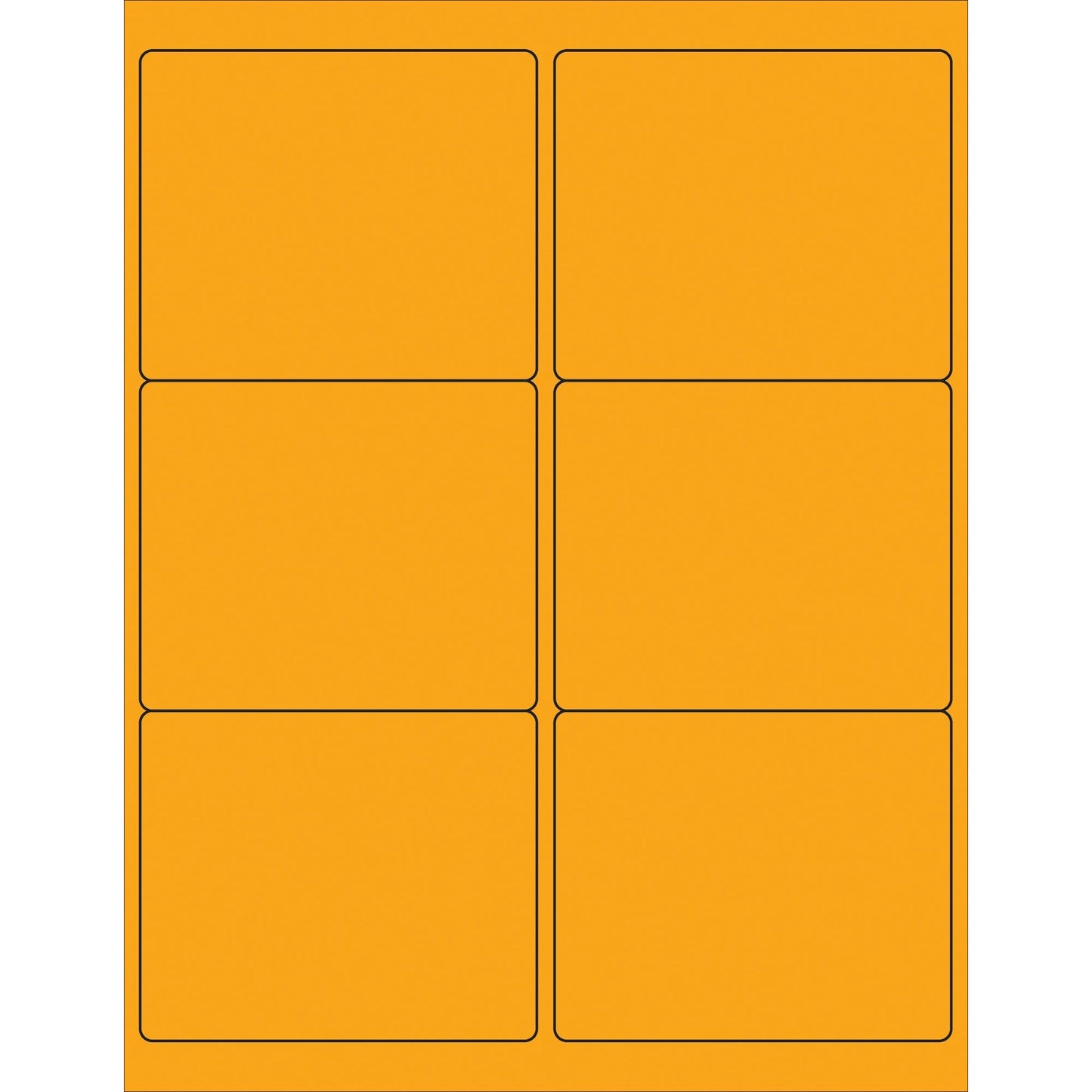 4 x 3 1/3" Fluorescent Orange Rectangle Laser Labels - LL180OR