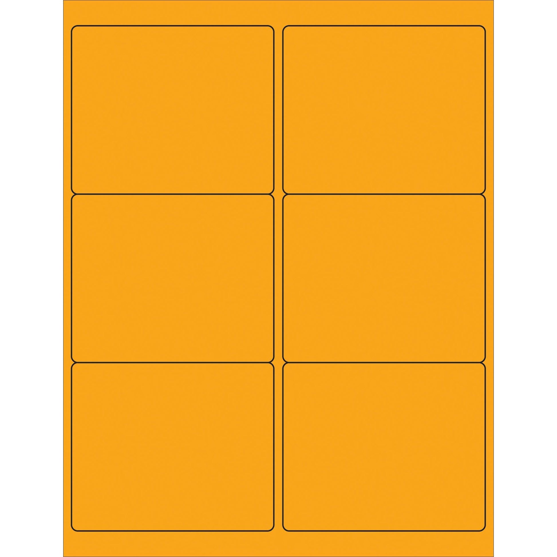 4 x 3 1/3" Fluorescent Orange Rectangle Laser Labels - LL180OR