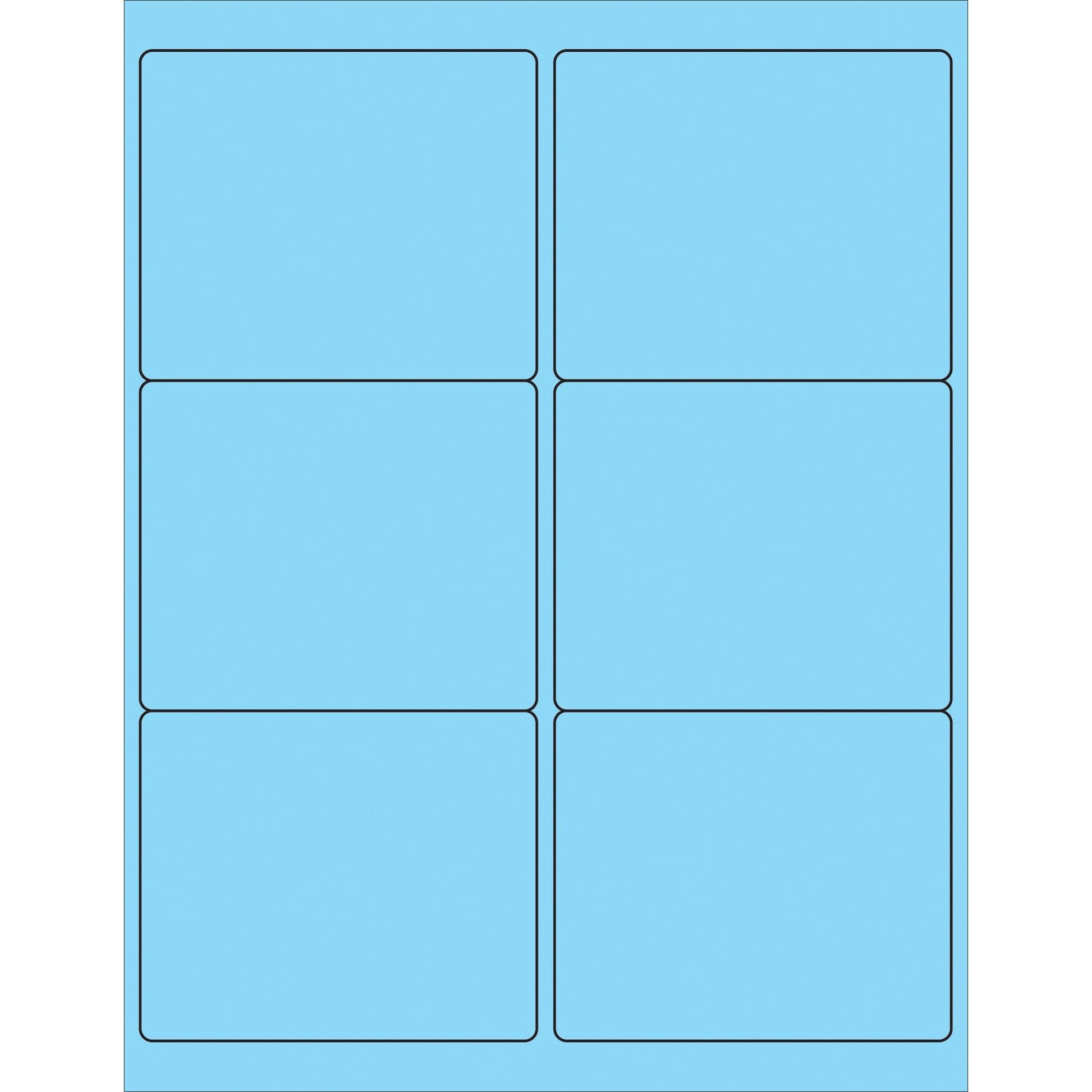 4 x 3 1/3" Fluorescent Pastel Blue Rectangle Laser Labels - LL180BE