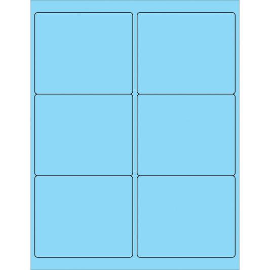 4 x 3 1/3" Fluorescent Pastel Blue Rectangle Laser Labels - LL180BE