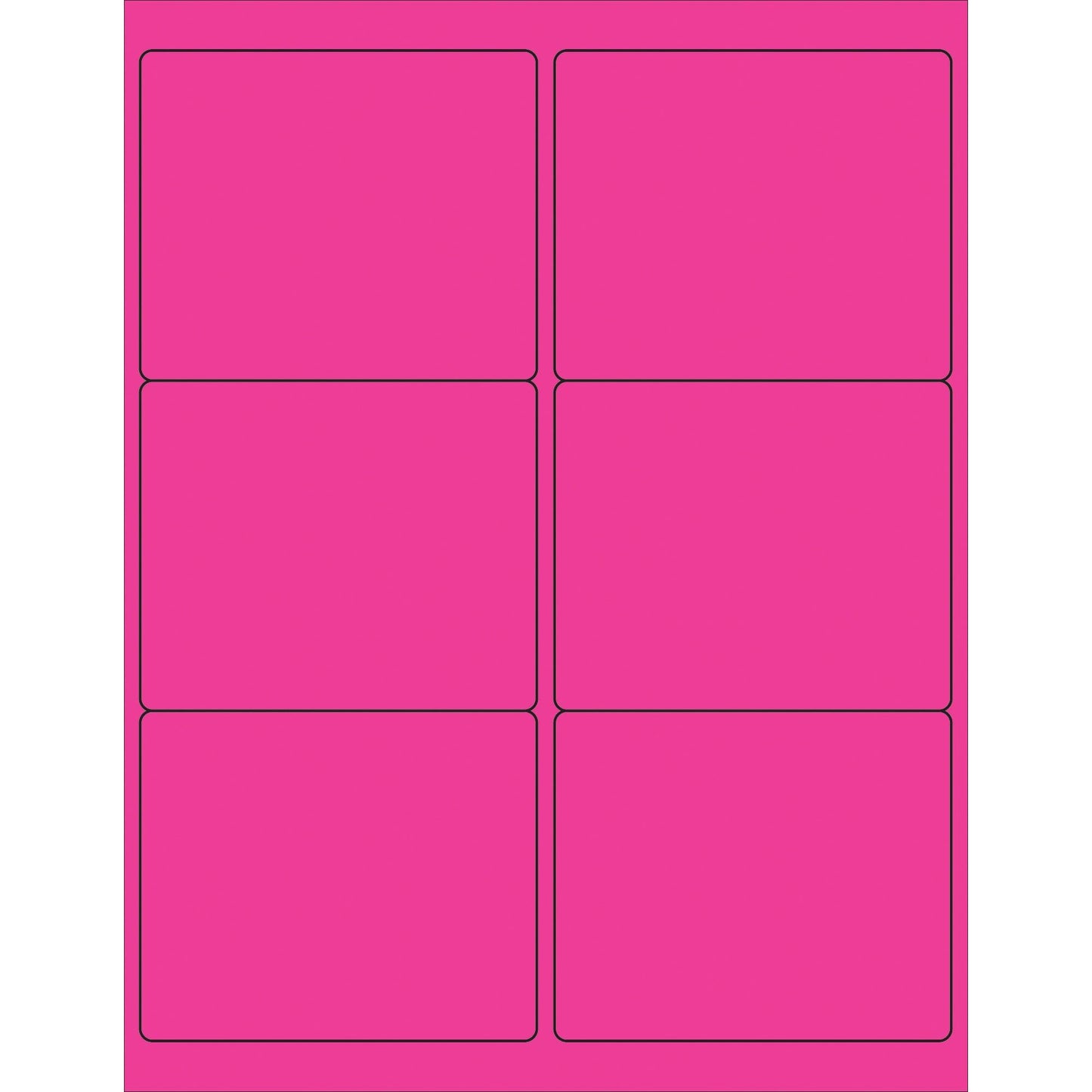 4 x 3 1/3" Fluorescent Pink Rectangle Laser Labels - LL180PK