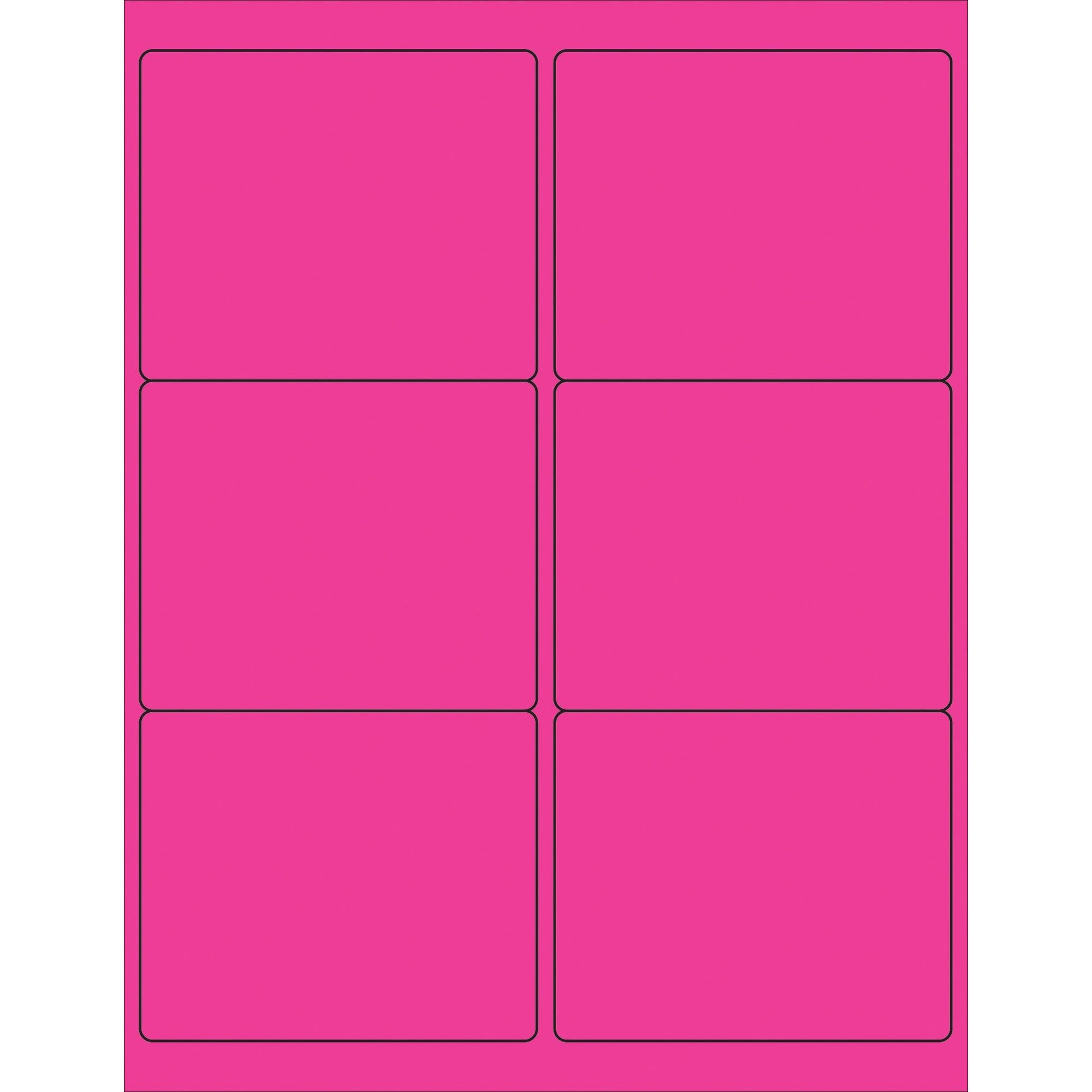 4 x 3 1/3" Fluorescent Pink Rectangle Laser Labels - LL180PK